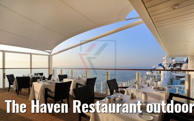 The Haven Restaurant outdoor evening view Norwegian Bliss