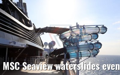 MSC Seaview waterslides evening view