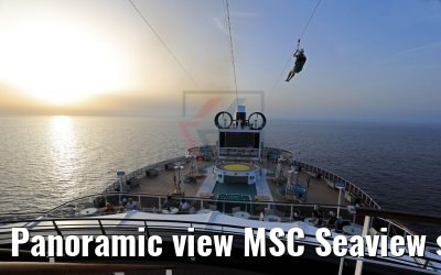 Panoramic view MSC Seaview sundecks, Panorama Pool and Zipline