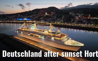 Deutschland after sunset Horta port, Faial