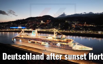 Deutschland after sunset Horta port, Faial