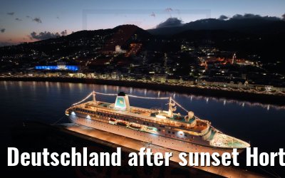 Deutschland after sunset Horta port, Faial