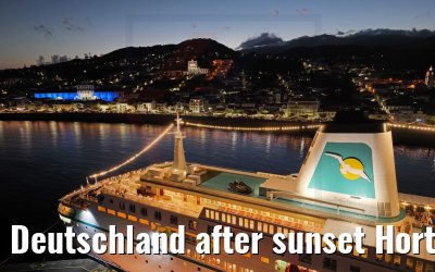 Deutschland after sunset Horta port, Faial