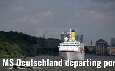 MS Deutschland departing port of Hamburg 29. July 2015