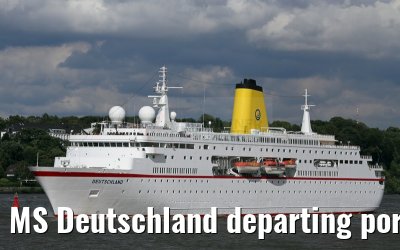 MS Deutschland departing port of Hamburg 29. July 2015