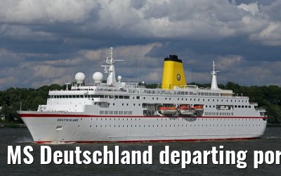 MS Deutschland departing port of Hamburg 29. July 2015