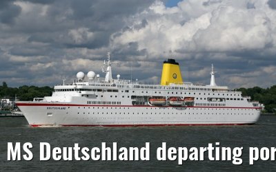 MS Deutschland departing port of Hamburg 29. July 2015