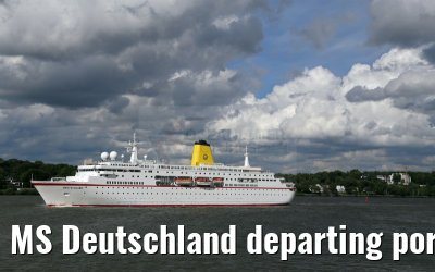 MS Deutschland departing port of Hamburg 29. July 2015