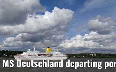 MS Deutschland departing port of Hamburg 29. July 2015
