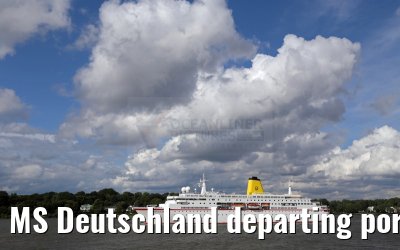 MS Deutschland departing port of Hamburg 29. July 2015