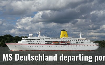 MS Deutschland departing port of Hamburg 29. July 2015