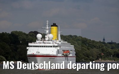 MS Deutschland departing port of Hamburg 29. July 2015