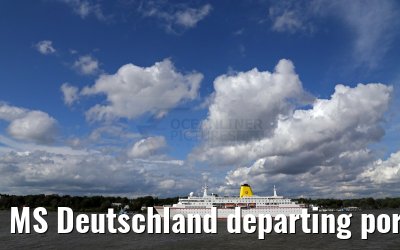 MS Deutschland departing port of Hamburg 29. July 2015