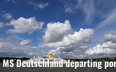 MS Deutschland departing port of Hamburg 29. July 2015