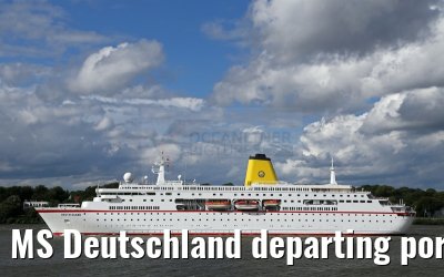 MS Deutschland departing port of Hamburg 29. July 2015
