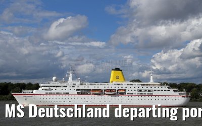 MS Deutschland departing port of Hamburg 29. July 2015