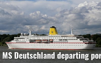 MS Deutschland departing port of Hamburg 29. July 2015