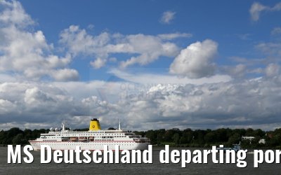 MS Deutschland departing port of Hamburg 29. July 2015
