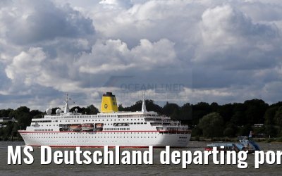 MS Deutschland departing port of Hamburg 29. July 2015