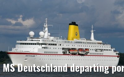 MS Deutschland departing port of Hamburg 29. July 2015