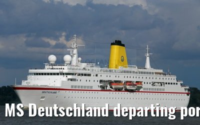 MS Deutschland departing port of Hamburg 29. July 2015