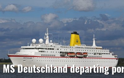MS Deutschland departing port of Hamburg 29. July 2015