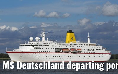 MS Deutschland departing port of Hamburg 29. July 2015