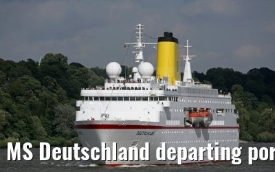 MS Deutschland departing port of Hamburg 29. July 2015