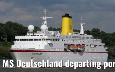 MS Deutschland departing port of Hamburg 29. July 2015