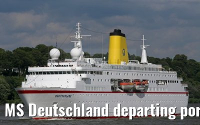MS Deutschland departing port of Hamburg 29. July 2015