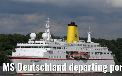 MS Deutschland departing port of Hamburg 29. July 2015