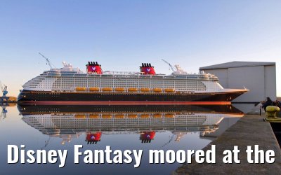 Disney Fantasy moored at the Meyer Werft shipyard pier, 15. January 2012