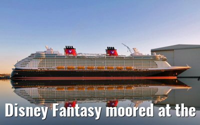 Disney Fantasy moored at the Meyer Werft shipyard pier, 15. January 2012