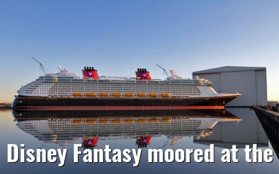 Disney Fantasy moored at the Meyer Werft shipyard pier, 15. January 2012