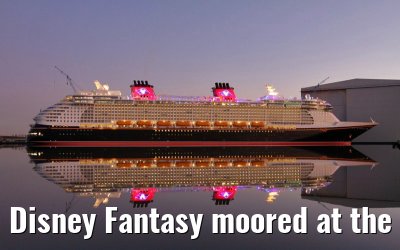 Disney Fantasy moored at the Meyer Werft shipyard pier, 15. January 2012