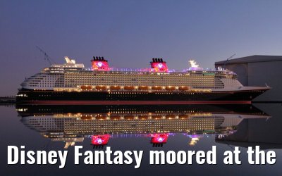 Disney Fantasy moored at the Meyer Werft shipyard pier, 15. January 2012