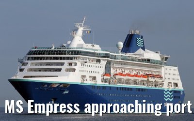 MS Empress approaching port of Warnemuende 02. August 2015