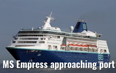 MS Empress approaching port of Warnemuende 02. August 2015