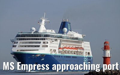MS Empress approaching port of Warnemuende 02. August 2015