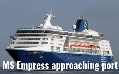 MS Empress approaching port of Warnemuende 02. August 2015