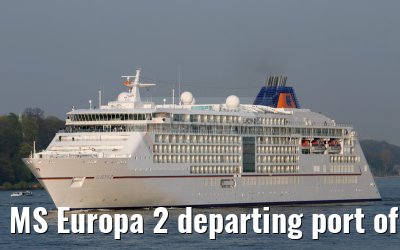 MS Europa 2 departing port of Hamburg 24. April 2015