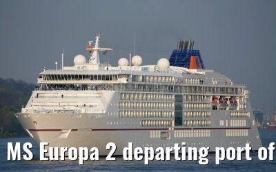MS Europa 2 departing port of Hamburg 24. April 2015