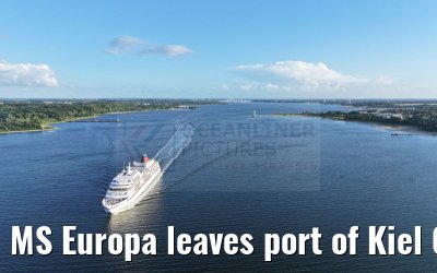 MS Europa leaves port of Kiel 04.07.2024