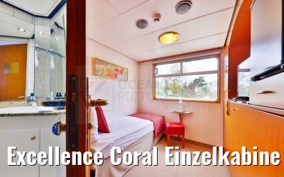 Excellence Coral Einzelkabine Beispiel Hauptdeck 10qm open bathroom