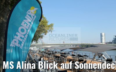 MS Alina Blick auf Sonnendeck mit Fahne