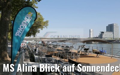 MS Alina Blick auf Sonnendeck mit Fahne