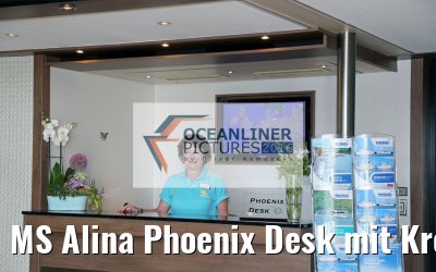 MS Alina Phoenix Desk mit Kreuzfahrtleitung M. Streese