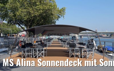 MS Alina Sonnendeck mit Sonnensegeln und Sitzgruppen