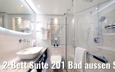 2-Bett Suite 201 Bad aussen Saturndeck MS Anna Katharina