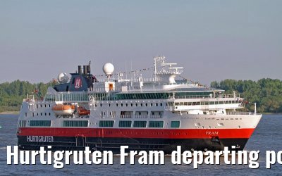 Hurtigruten Fram departing port of Hamburg, 08. May 2011